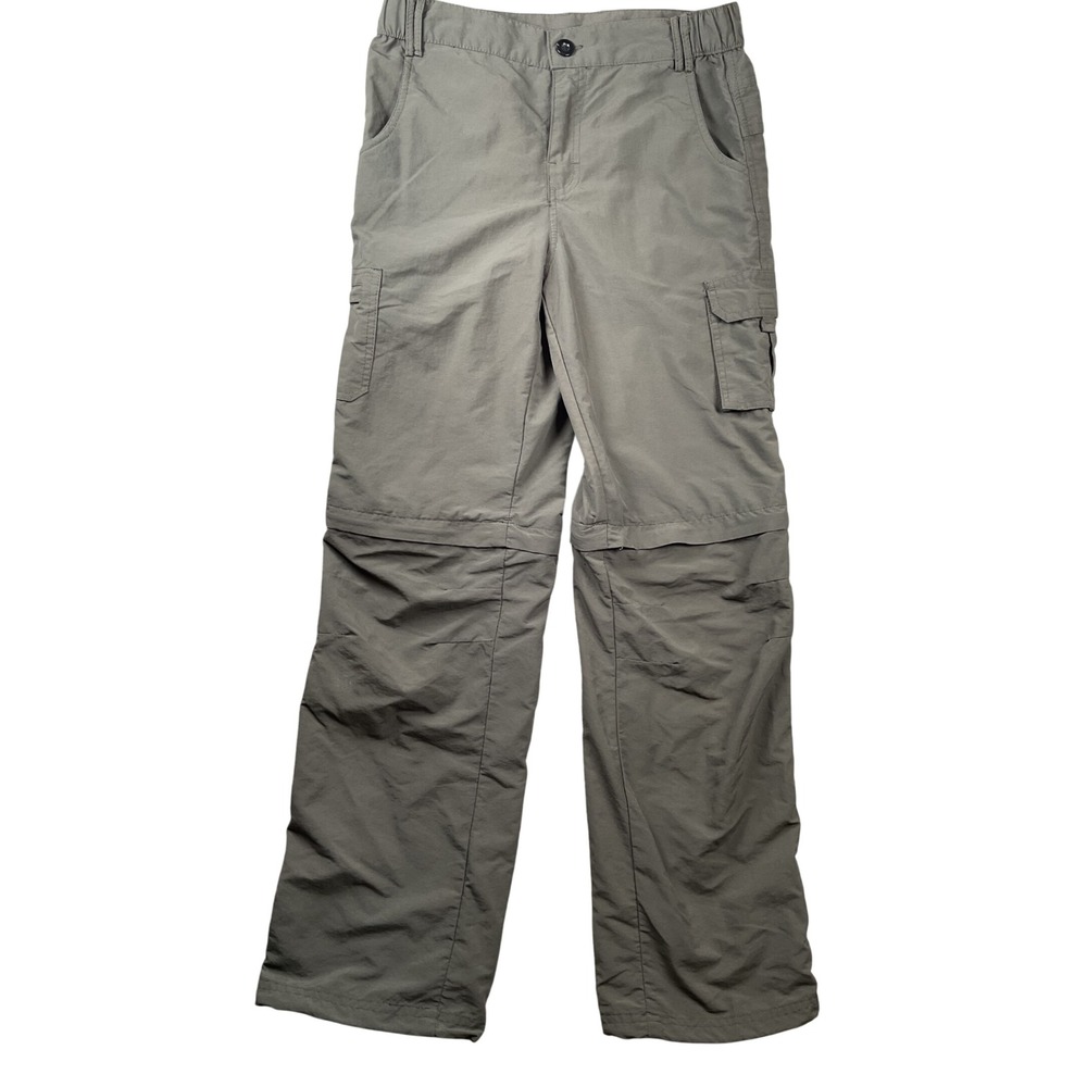 Unbranded Convertible Cargo Pants boys L Gray Nylon Zip Off Hiking Trousers